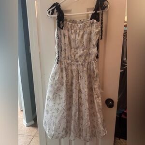 H&M White Floral Dress with Black Straps